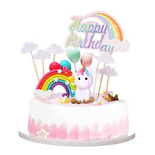 Nothing is more exciting for a unicorn lover than having a majestic unicorn cake to celebrate their birthday. Amazon Com Unicorn Rainbow Cake Topper Birthday Wedding Cake Flags With Cloud Balloon Cake Flag For Birthday Wedding Baby Shower Birthday Party Decoration Supplies Toys Games