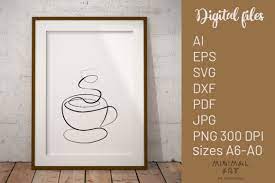 Wall Art One Line Coffee Svg Afbeelding