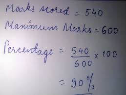 raju scored 540 marks out of 600 write