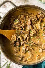 beef stroganoff with creamy mushroom