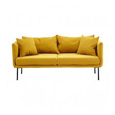 giausar 2 seater fabric sofa in yellow