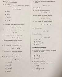 Solved Solving Quadratic Equations 9