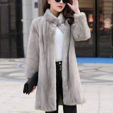 Ladies Solid Faux Fur Coats Warm Slim