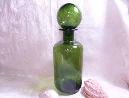 Vintage Green Glass Bottle With Stopper