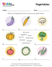 free printable vegetables worksheet