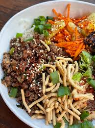 ground beef bulgogi bowls with pickled