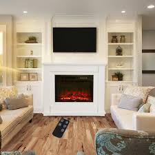 Electric Inset Fire Fireplace And White