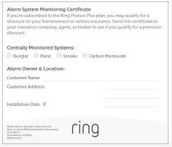 ring alarm certificate for insurance