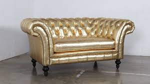 metallic gold chesterfield leather sofa