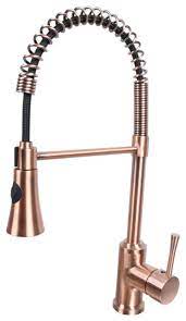 Copper faucets for kitchen & bathroom. Copper Single Handle Pull Down Copper Kitchen Faucet Spring Spout Transitional Kitchen Faucets By Akicon Inc Ak566ac Houzz