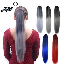#kendrashairboutique #redhair #blackhair hello babies! Zm 22 1b Blue Red Grey Ombre 2 Tone Synthetic Hair Extensions Straight Ponytail Claw Clip In Pony Tail Hair Piece Heat Resistant Synthetic Ponytails Aliexpress