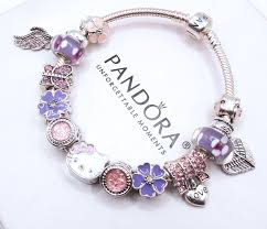 pandora bracelet with pink purple