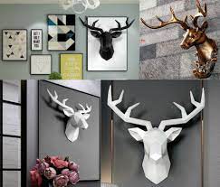 3d Deer Head Sculpture Modern Wall
