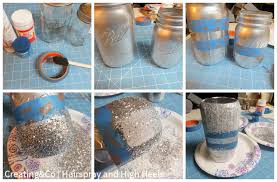 Diy snowflake christmas mason jar luminaries. Diy Glitter Mason Jar Vase Hairspray And Highheels