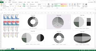Excel Template Monochrome Pie Charts Templates Forms