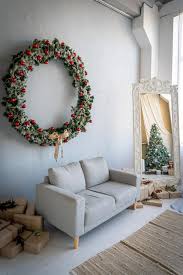 big christmas wreath decorated