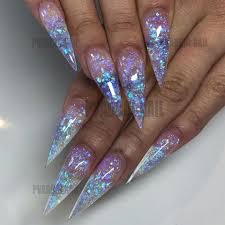 blue chunky glitter nail art iridescent
