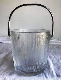 Heavy Vintage Striated Glass Ice Bucket