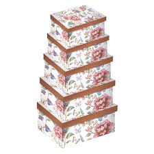Eurowrap Floral Oblong Gift Boxes Pack Of 5