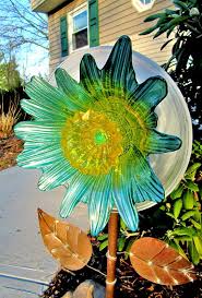 Glass Plate Flowers Glass Garden Art