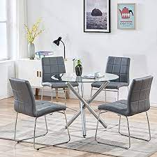 modern kitchen table with 3 chrome legs