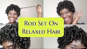 rod set on relaxed hair using perm rods