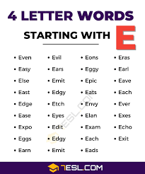 4 letter words starting with e