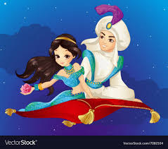 aladdin on flying carpet at night