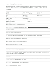 Family Medical History Template Health Questionnaire