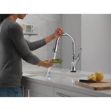 delta ophelia chrome single handle pull down touch kitchen faucet with sprayer