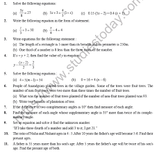 Class 7 Maths Simple Equations Worksheet