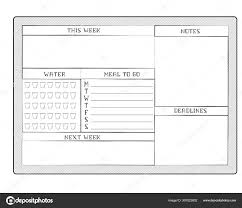Daily Planner Template Blank White Page Isolated On Gray