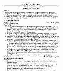 Clinical Project Manager Resume Sample Manager Resumes
