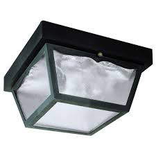 Westinghouse 2 Light Black On Hi Impact Polypropylene Flush Mount Exterior Fixture With Clear Textured Glass Panels 6682300 The Home Depot