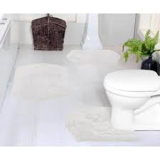 off white cotton 3 piece bath rug set