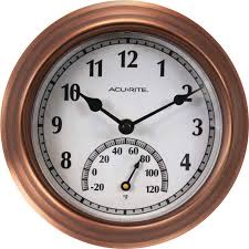 Brushed Copper Wall Clock Thermometer