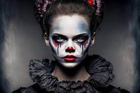 clown makeup with red nose in gothic style