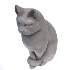 Nicholsbrosstoneware Classic Sitting Cat Statue Antique Gray