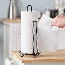 black wrought iron paper towel holder