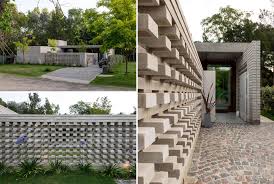 unique concrete walls act as a privacy