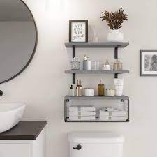 Wood Floating Bathroom Shelves