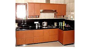 In this type of modular kitchen design, storage is reserved for upper and lower cabinets, while leave enough counter space for cooking purposes. Elegant Wooden Small Size Modular Kitchen Amazon In Home Kitchen