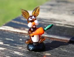 Carrot Easter Bunny Glass Brown Rabbit