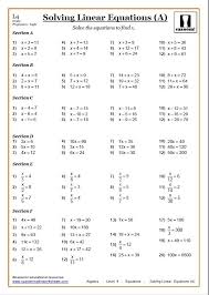 solving equations worksheets cazoom