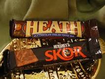 What is the difference between a Heath bar and a Skor candy bar?