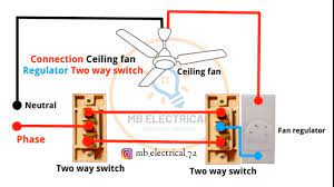 How to easy connection 1ceiling fan regulator 2 two way switch ceiling fan  wiring | Ceiling fan wiring, Ceiling fan, Connection