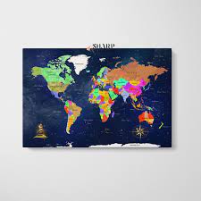 World Map Wall Art Canvas Print Large