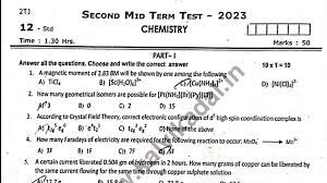 12th chemistry second mid term test