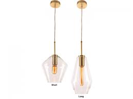 Melba Clear Glass Brushed Brass Pendant