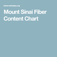 Mount Sinai Fiber Content Chart Health Wellness Health